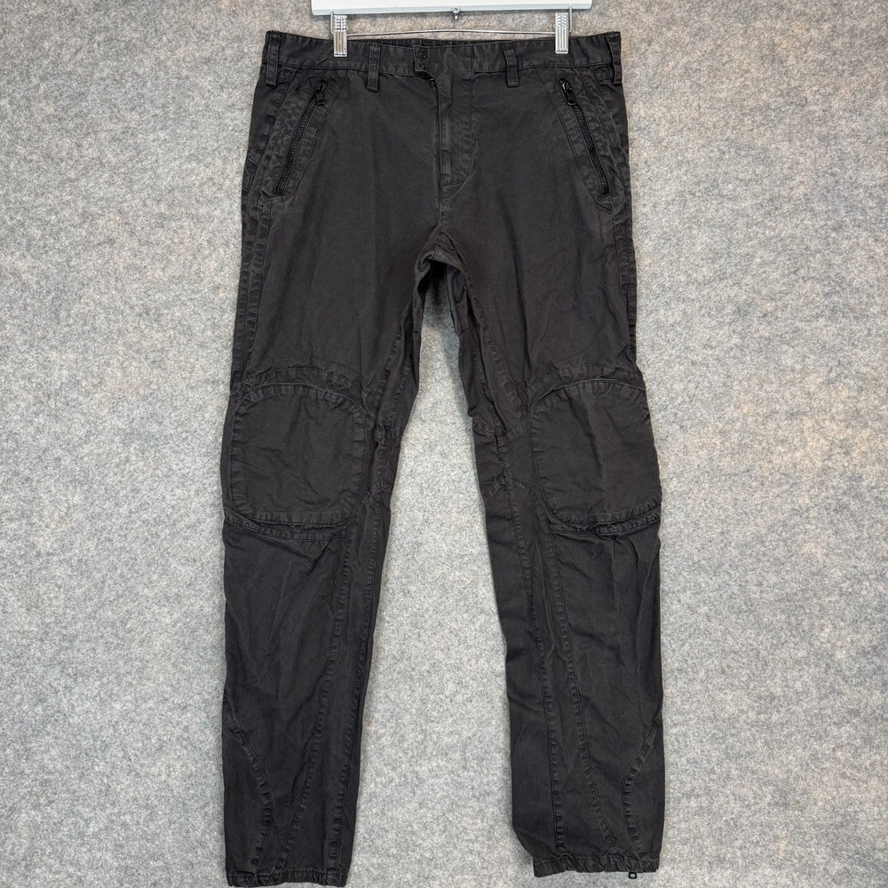 Armani Exchange AX Utility Pants Mens 34 34x32 Knee Panels Chino Ankle Zip Black